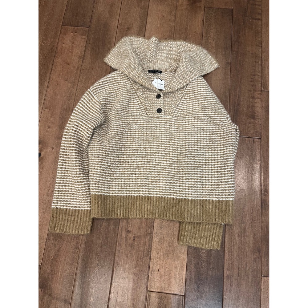 Banana Republic Sweater Women's XL Brown Tan Knit Shawl Collar Button‎ Front